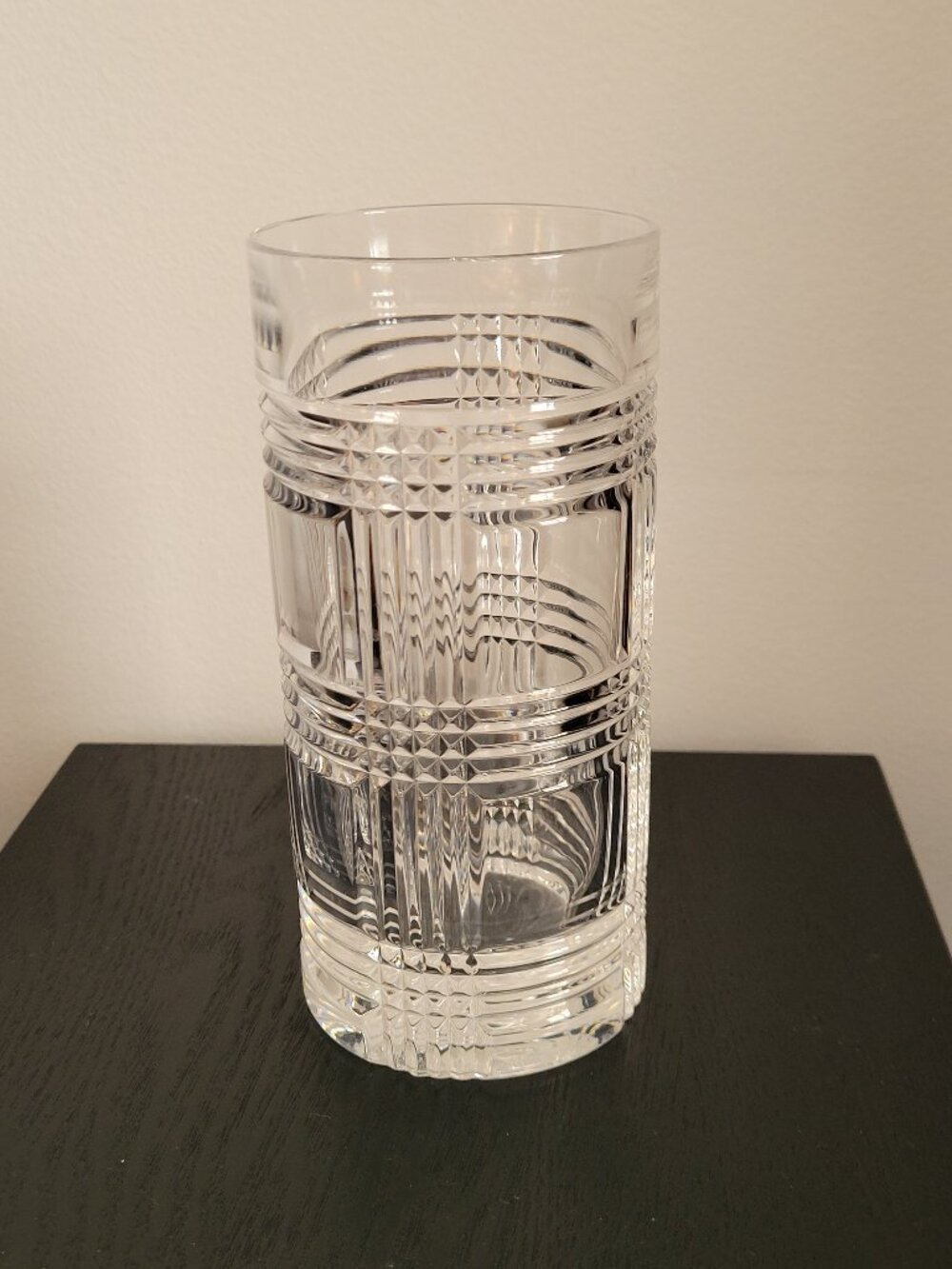 Ralph Lauren Glen Plaid Crystal Highball Tall Beverage Glasses Vintage